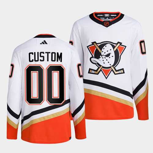 Men%27s Anaheim Ducks Custom White 2022-23 Reverse Retro Stitched Jersey->customized nhl jersey->Custom Jersey